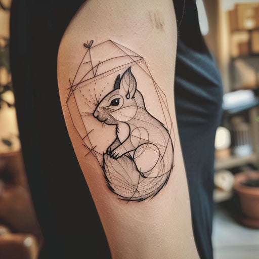 Minimalist squirrel silhouette with geometric design