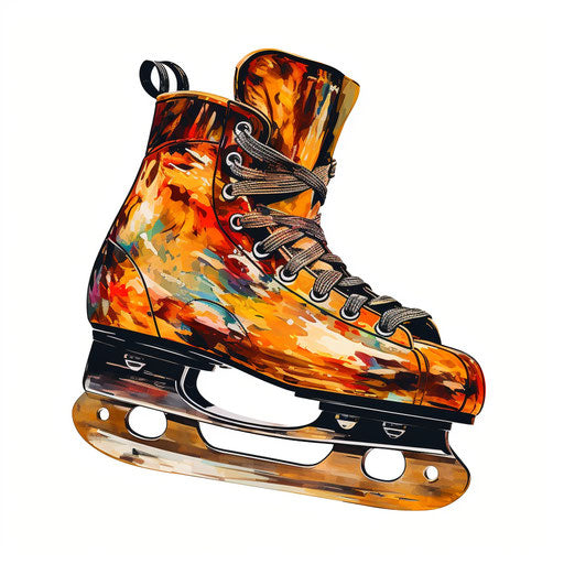 Ice skate illustration in the style of oil painting