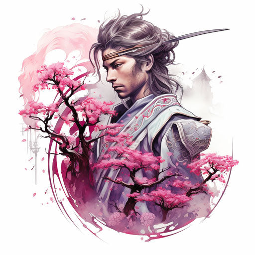 Japanese samurai elf tattoo design for men/women