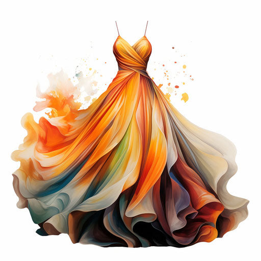 Dress clipart in the style of Oil painting, on a white background