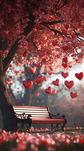 Romantic Valentine's Day scene under a tree