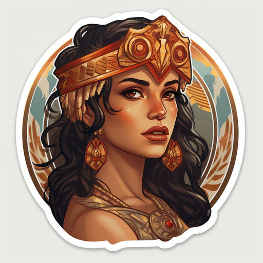 Ancient Fred sticker, neotraditional style, beautiful women
