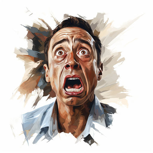 Anxious illustration in Oil painting style on white background