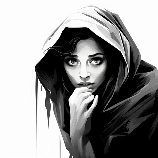 Surprise clipart in the style of Chiaroscuro Art, on a white background