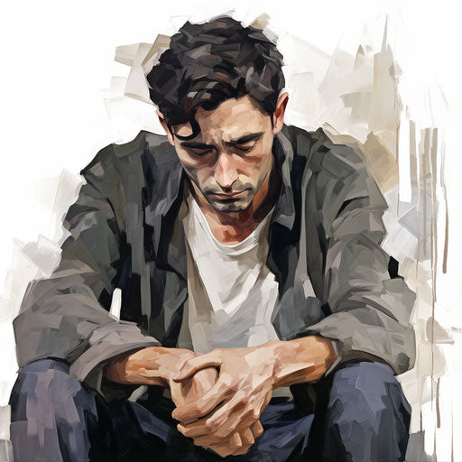 Sad clipart in the style of Oil painting, on a white background