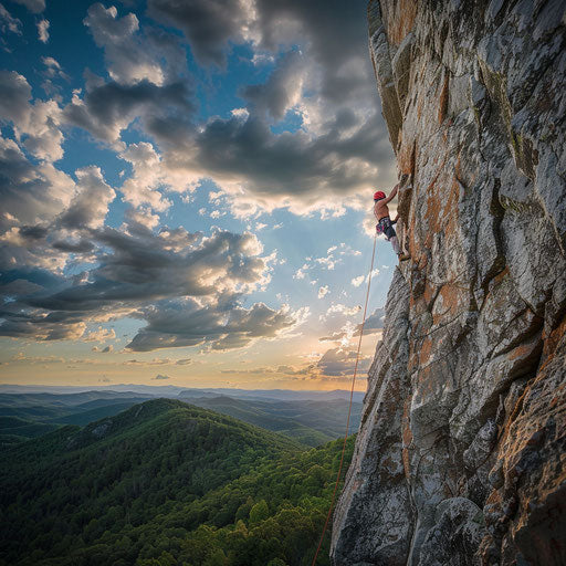 Fearless climber in the Ozark Mountains
