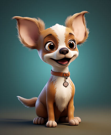 Cartoon chihuahua dog with long tail, animated gifs style