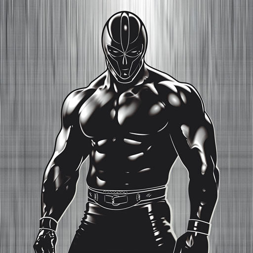 Flat metallic silver background with realistic wrestling clip art