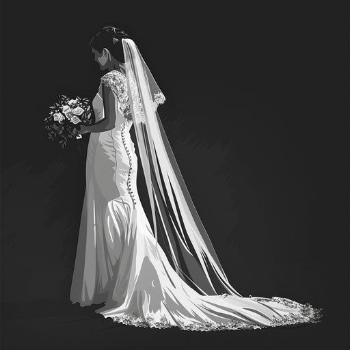 Bride illustration in realistic style on dark background