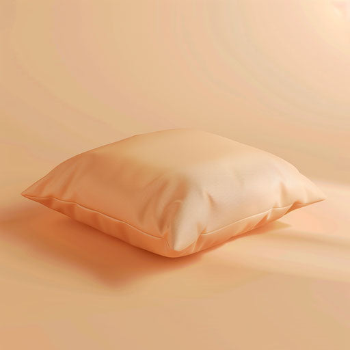 Realistic pillow illustration on pastel peach background