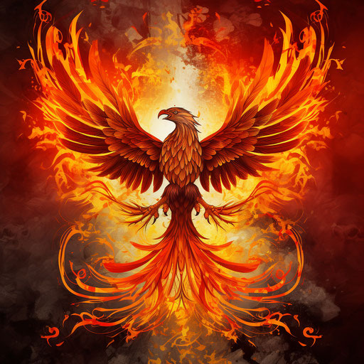 Bird of fire emblem phoenix symbol in realistic art