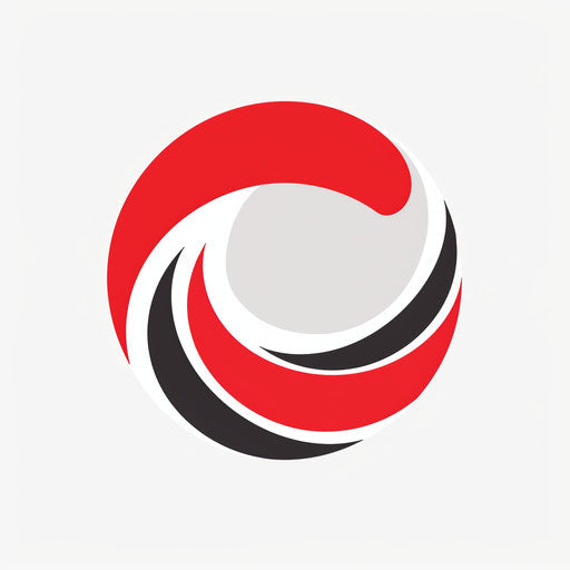 Modern logo in red and white on minimalist background