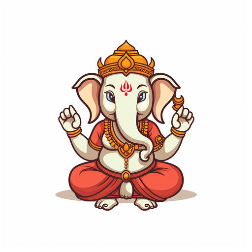 Minimalist-style Ganesh clipart on white background
