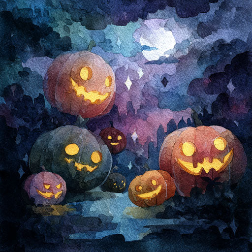 Lighthearted and festive Halloween image in watercolor
