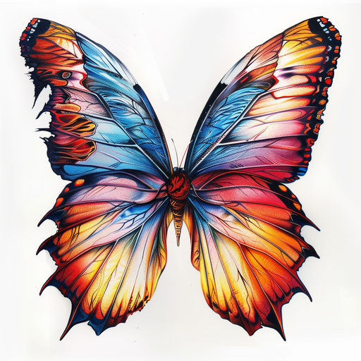 Vibrant and colorful butterfly wings tattoo design