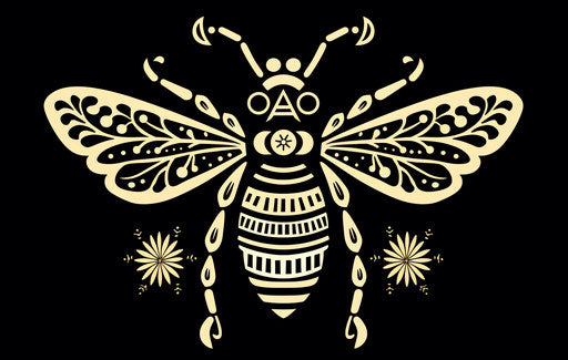 Tribal bee silhouette in hand-drawn animation style