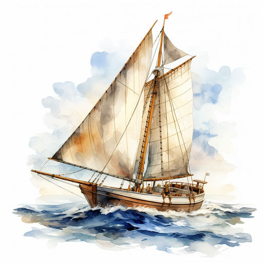 Sailboat in Oil painting style on white background