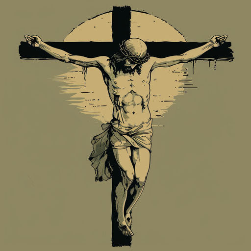 Timeless clipart style flat tattoo sketch of the crucifixion