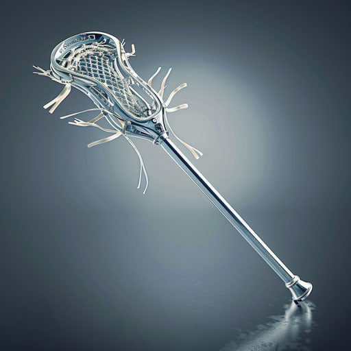 Flat metallic silver backdrop with realistic lacrosse clipart