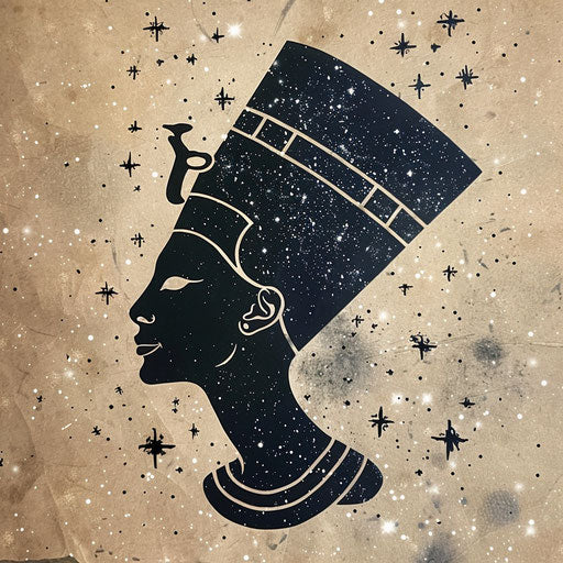 Silhouette of a starry night in a flat tattoo sketch