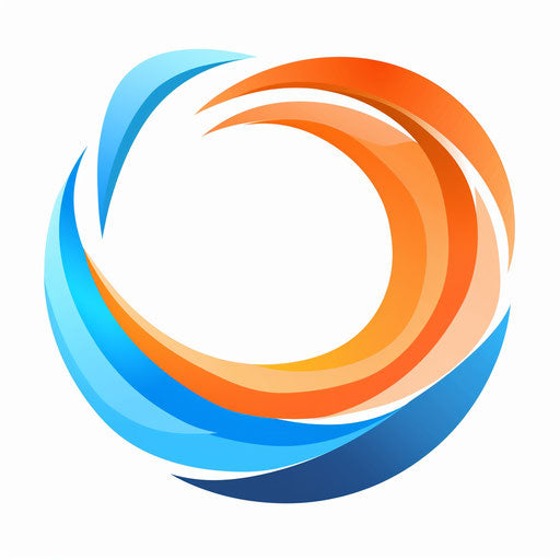 Modern logo in blue and orange on abstract white background