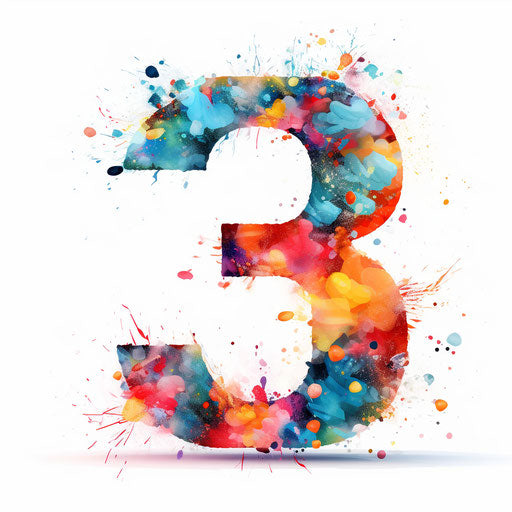 Numbers clipart in the style of Impressionistic Art, on a white background