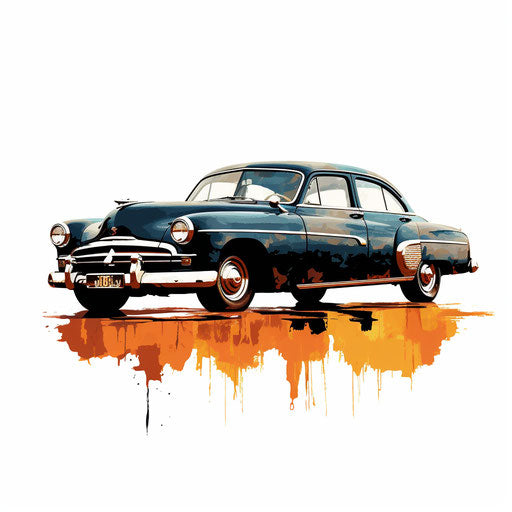 Car silhouette png in the style of Oil painting, on a white background