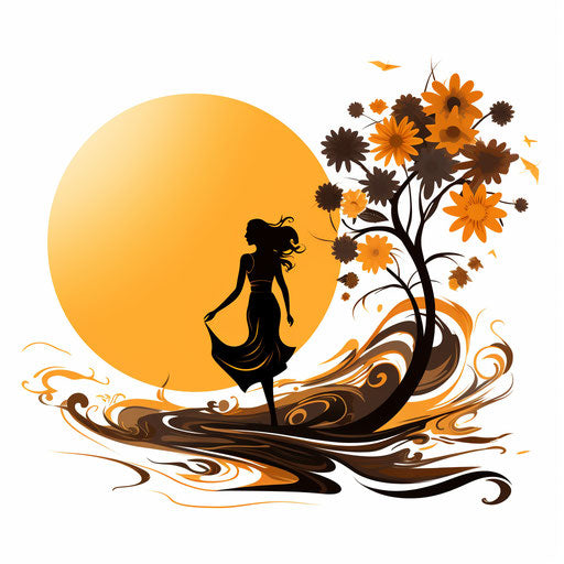 Sunny day clipart in the style of Chiaroscuro Art, on a white background