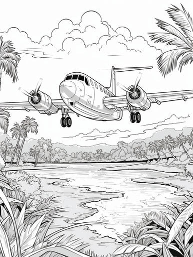 Airplane over water, blown-off-roof perspective, military scenes