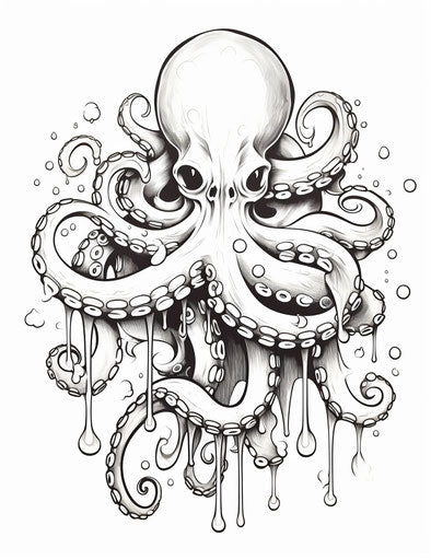 Octopus with Ice Cream Cone Coloring Online