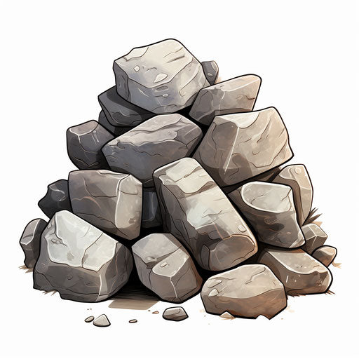 Stone illustration in the style of Chiaroscuro Art, on white background
