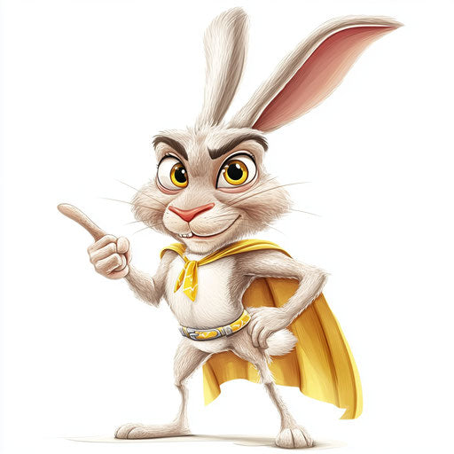 Humorous caricature of bunny ears clipart with human characteristics