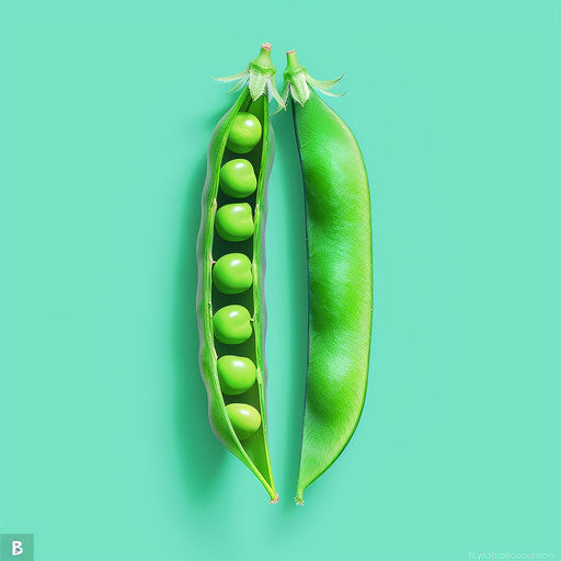 Realistic peas illustration on flat turquoise background
