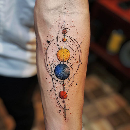 Modern tattoo sketch of the solar system