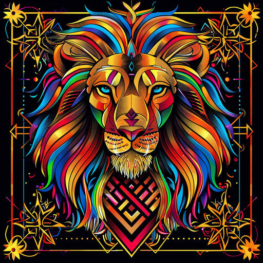 Vibrant tattoo sketch of the Lion of Judah in clipart style