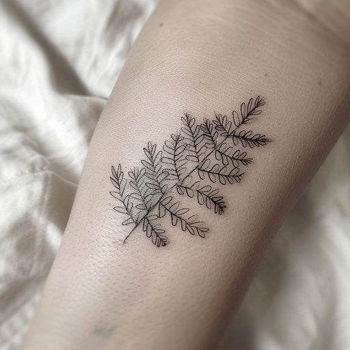 Minimalist single-line fern tattoo design