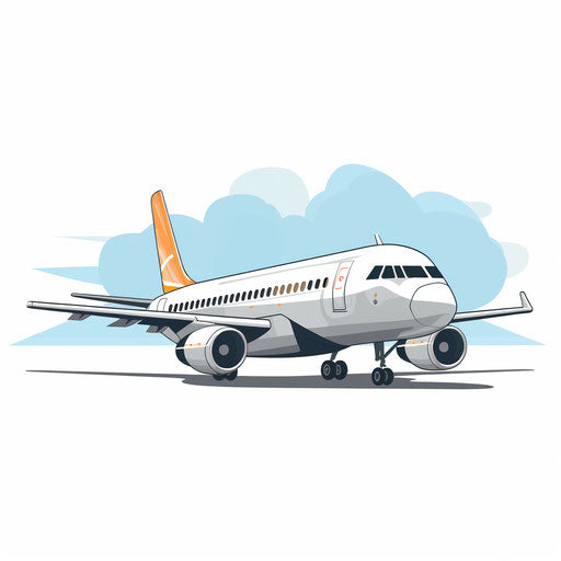 Airplane in minimalist style on white background