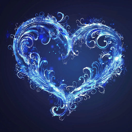 Realistic heart with blur on flat indigo background