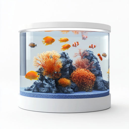 3D Fish Tank on Flat White Background, Isolated Clipart