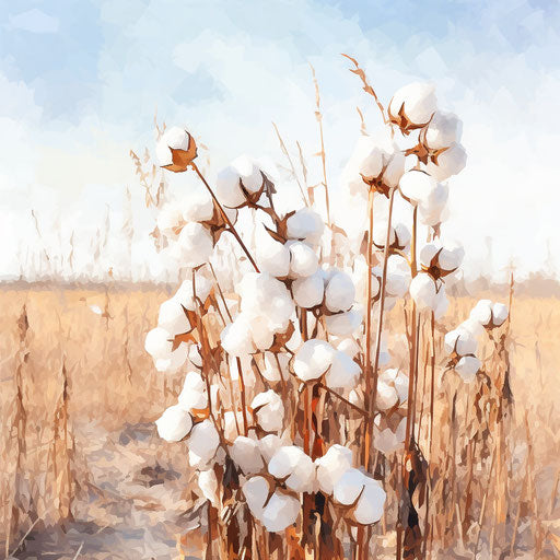 Impressionistic cotton art on white background