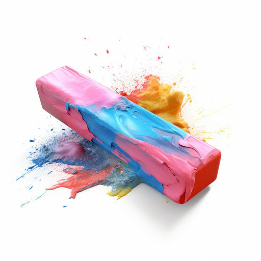 Eraser clipart in the style of oil painting, on white background