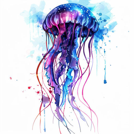 Vibrant watercolor jellyfish tattoo