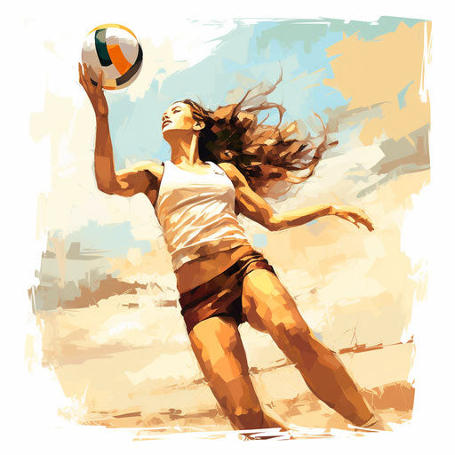 Volleyball illustration in the style of Oil painting, on a white background