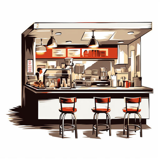 Canteen illustration in the style of Chiaroscuro Art