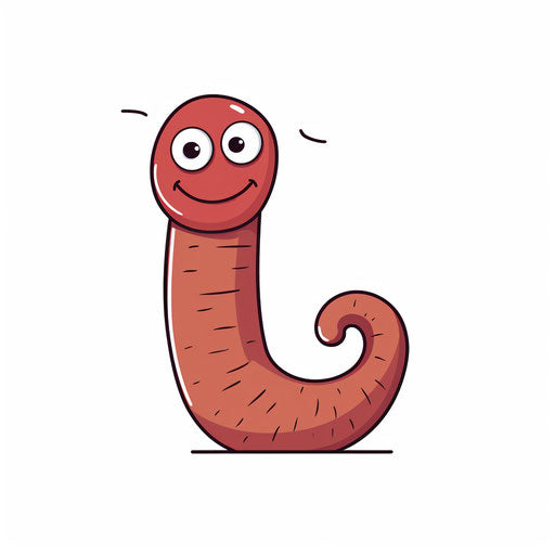 Minimalist-style illustration of a worm, on white background