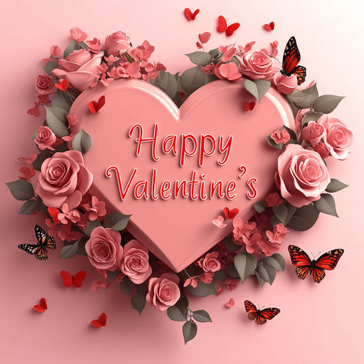 3D Valentine's Day roses and butterflies