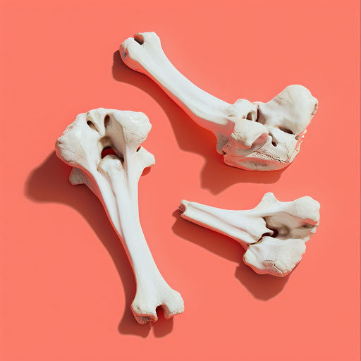 Realistic bone clipart on vibrant coral background