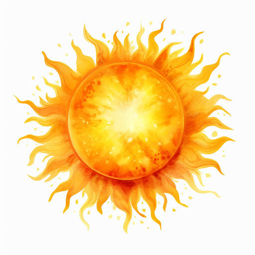 Sun illustration in Oil painting style on white background
