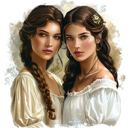 Sister clipart in a photo realistic style on white background