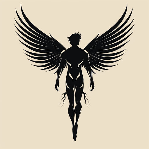 Elegant silhouette with wings, symbolizing freedom
